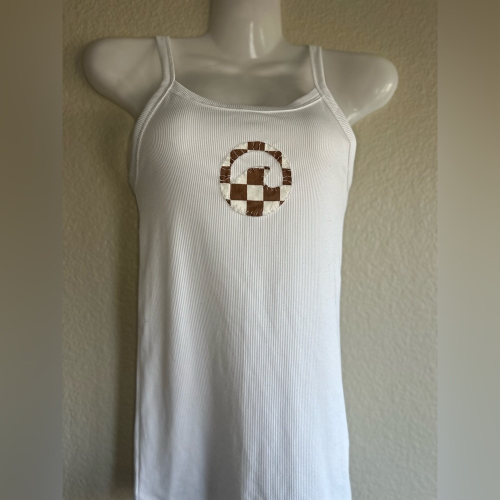 Hand sewn checkered wave tank top